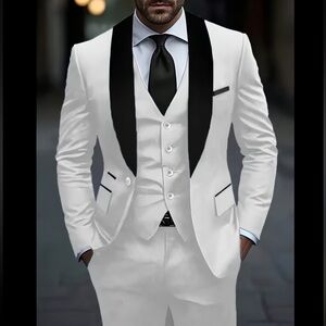 Elegant White and Black Men's Suit BRAND NEW NEVER WORN